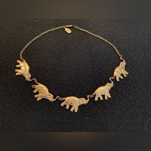 African Elephants brass Necklace. Pididdly Links. Like New. Mother’s Day! Rare.